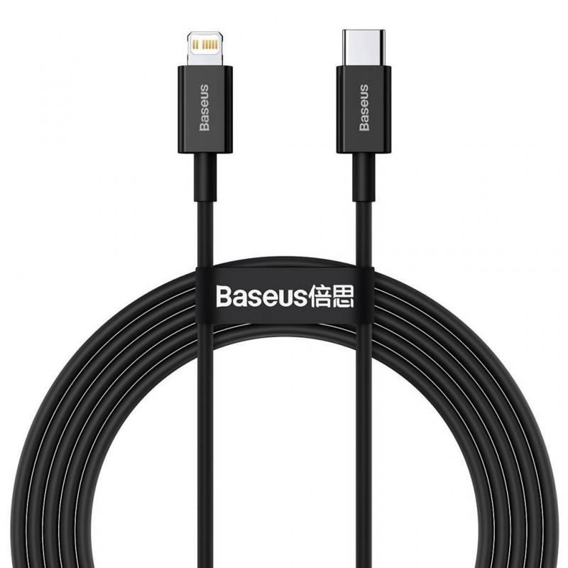 CABLU alimentare si date Baseus Superior, Fast Charging Data Cable pt. smartphone, USB Type-C la Lightning Iphone PD 20W, 2m, negru 