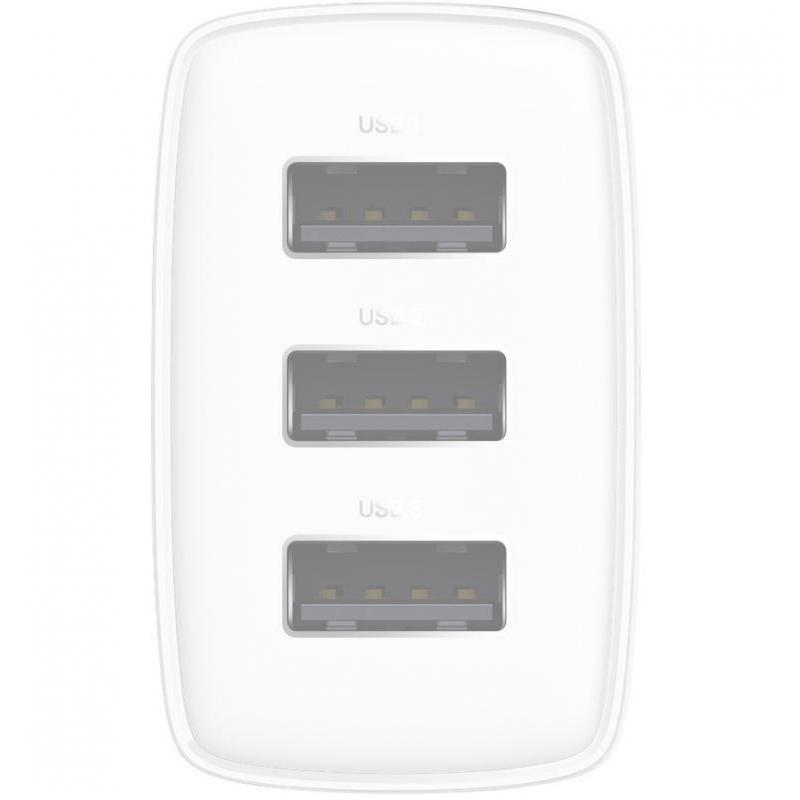 INCARCATOR retea Baseus Compact,17W, 3 x USB 5V/2.1A, alb 