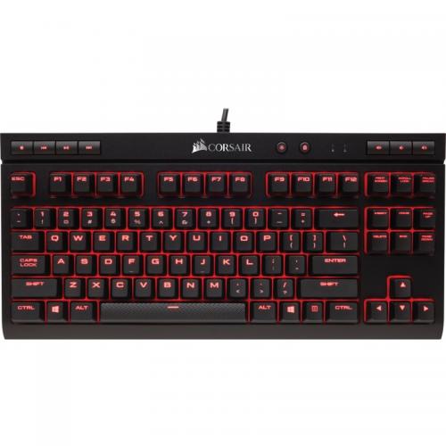 Tastatura mecanica CORSAIR K63 Compact CHERRY MX RED, Key Rollover Full Key (NKRO) with 100% Anti-Ghosting, Wired Connectivity USB 2.0 Type-A