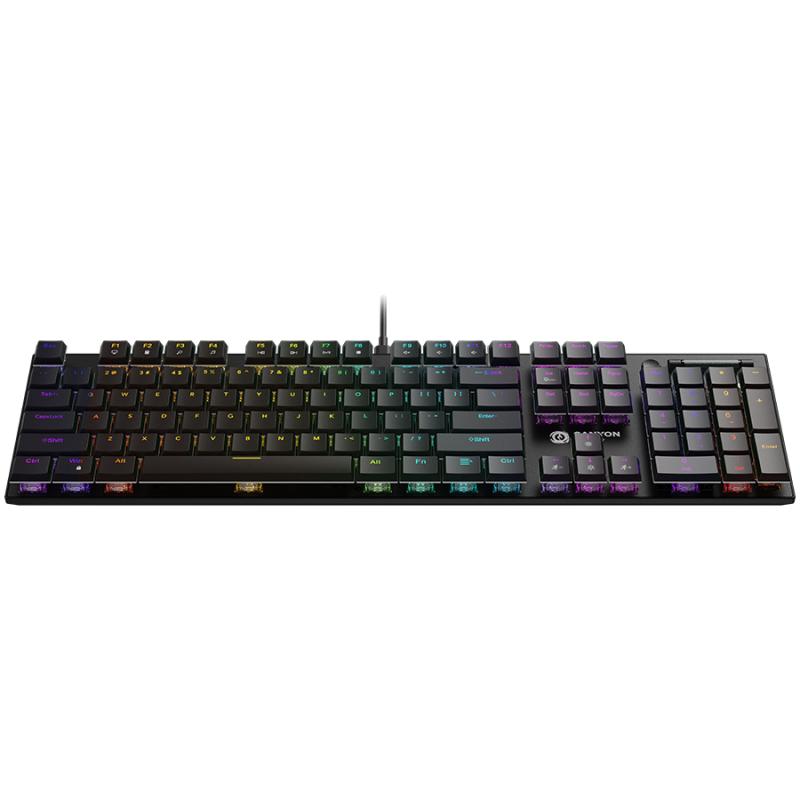CANYON Cometstrike TKL GK-55, 104keys Mechanical keyboard, 50million times life, with VS11K28A solution, GTMX red switch, RGB backlight, 18 modes, 1.8m PVC cable, metal material + ABS, US layout, size: 436*126*26.6mm, weight:820g, black
