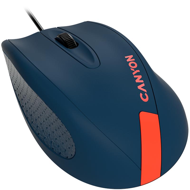 CANYON Wired Optical Mouse with 3 keys, DPI 1000 With 1.5M USB cable,Blue-Red,size 68*110*38mm,weight:0.072kg