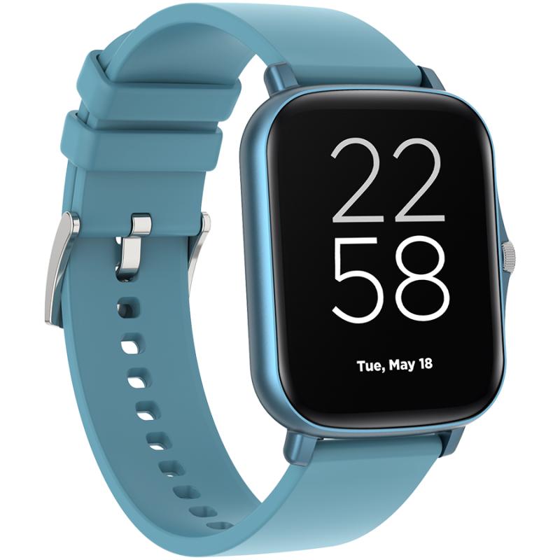 CANYON Smart watch, 1.69inches TFT full touch screen, Zinic+plastic body, IP67 waterproof, multi-sport mode, compatibility with iOS and android, blue body with blue silicon belt, Host: 44.4*36*9.2mm, Strap: 230x20mm, 47g