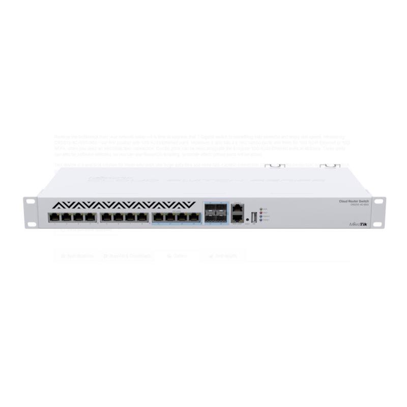 Mikrotik Switch, CRS312-4C+8XG-RM, Procesor: 650 MHz, sistem operare: RouterOS / SwitchOS, 64MB RAM, 16MB Flash, Interfata: 1 x 10/100, 4 x Combo 10G Ethernet/ SFP+, 8 x 1G/2.5G/5G/10G , USB type A, Dimensiuni: 443 x 183 x 44 mm.