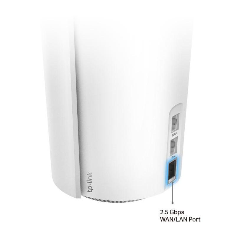 TP-Link AX7800 whole home mesh Wi-Fi 6 Tri-Band System, Deco X95(2- pack); Standarde Wireless: IEEE 802.11ax/ac/n/a 5 GHz (1), IEEE 802.11ax/ac/n/a 5 GHz (2), IEEE 802.11ax/n/b/g 2.4 GHz, viteza wireless: 5 GHz (1): 4804 Mbps, 5 GHz (2): 2402 Mbps, 2.4 GH