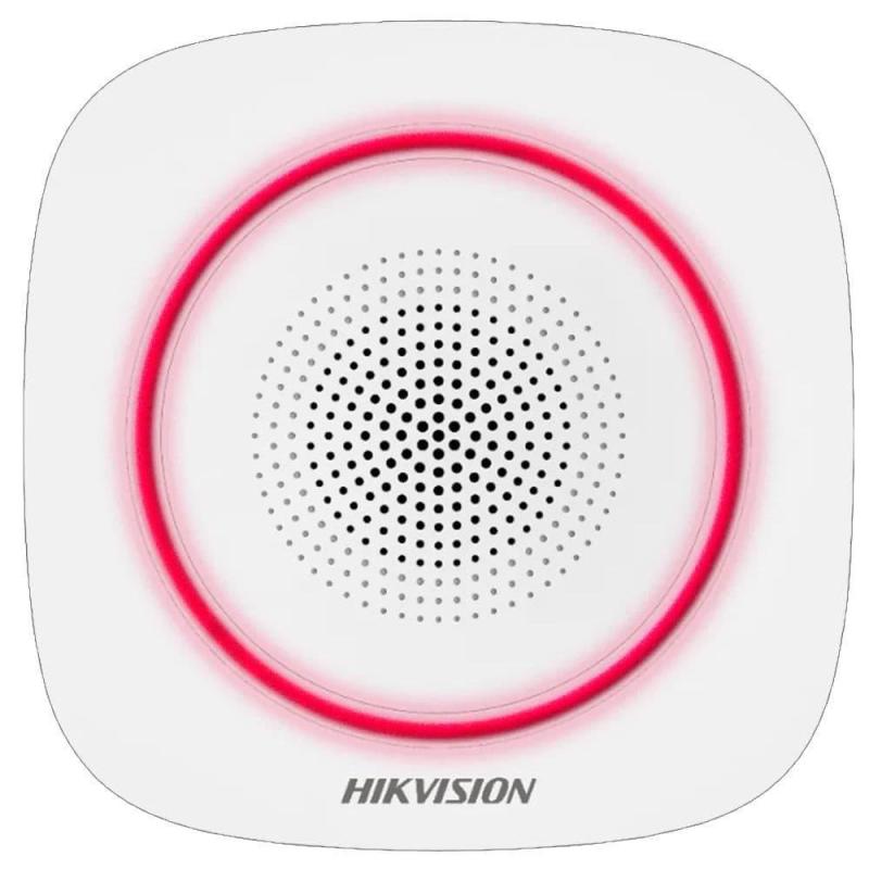 Sirena interior wireless AX PRO Hikvision DS-PS1-I-WE( Red indicator ) supporting 868MHz two-way communication via Cam-X protocol,multiple alarm sounds, strobe light indication, is used forinstant alerting when alarm triggered, Buzzer Decibel: 90 to 110 d