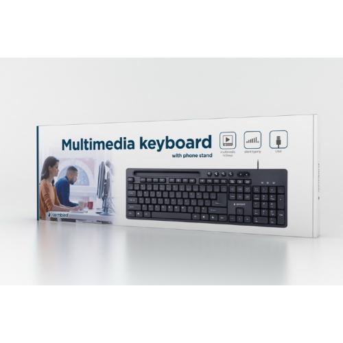 GEMBIRD Multimedia keyboard with phone stand black US-layout KB-UM-108