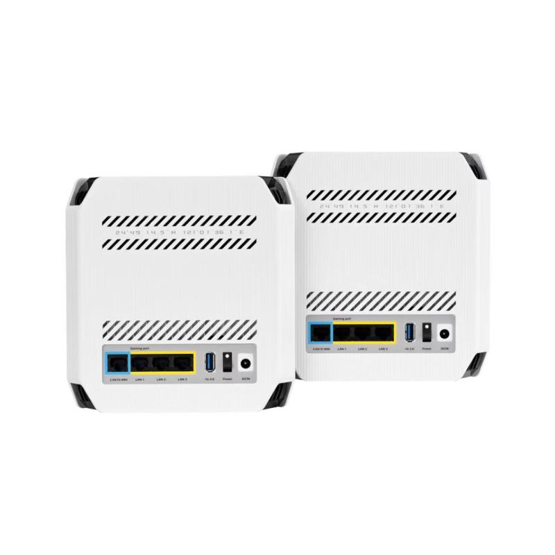 Router Wireless Asus GT6(W-2-PK)White, tri-band, WI-FI 6, Standard retea: WiFi 6 (802.11ax), IPv4, IPv6, Backwards compatible with 802.11a/b/g/n/ac Wi-Fi, segment AX10000, , 2.4GHz  574Mbps, 5G-1Hz 4804Mbps, 5G-2 4804Mbps, 9 antene interne, Procesor 1.7Gh