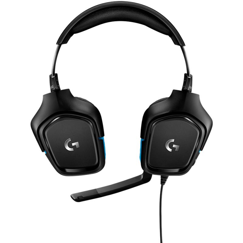 LOGITECH G432 Wired Gaming Headset - 7.1 Surround Sound - LEATHERETTE - BLACK/BLUE - USB
