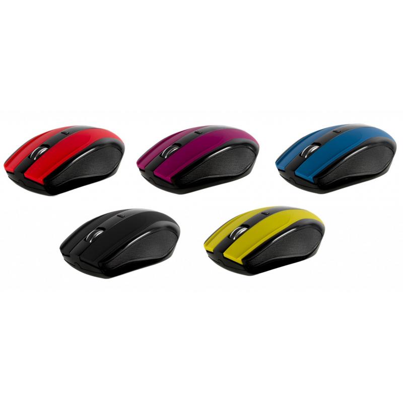 Mouse Serioux, Rainbow 400, fara fir, USB, senzor optic, distanta de operare; 10m, precizie: 1000/1600DPI ajustabila, 4 butoane, 2x baterie AAA, sisteme de operare: Windows / Mac OS / Linux, rosu