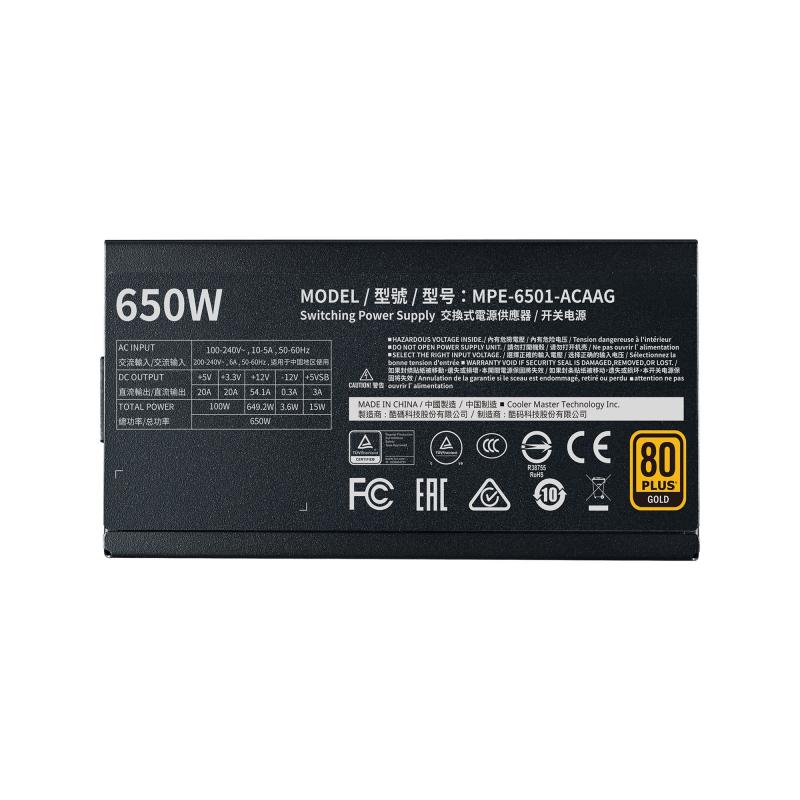 SURSA COOLER MASTER  650W (real), MWE Gold 650 V2, silent HDB fan 120mm, 80 Plus Gold, 4x PCI-E (6+2), 8x S-ATA, modulara 