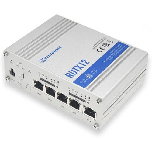 TELTONIKA RUTX12 Industrial 4G LTE router Cat 6 Dual Sim 1x Gigabit WAN 3x Gigabit LAN WiFi 802.11 AC