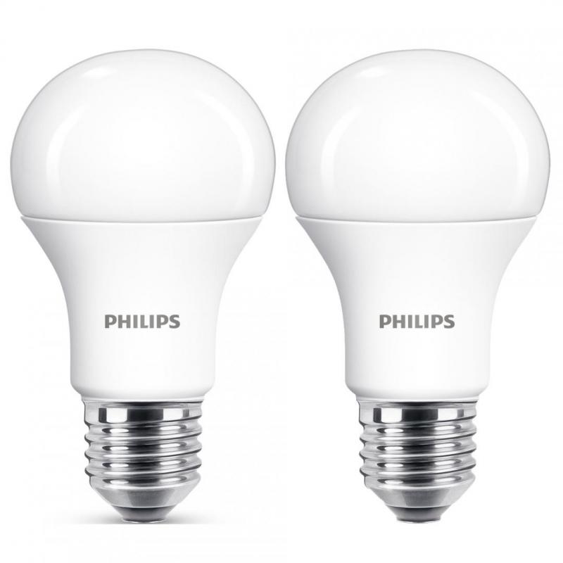 2 Becuri LED Philips A60, EyeComfort, E27, 12.5W (100W), 1521 lm, lumina neutra (4000K), mat