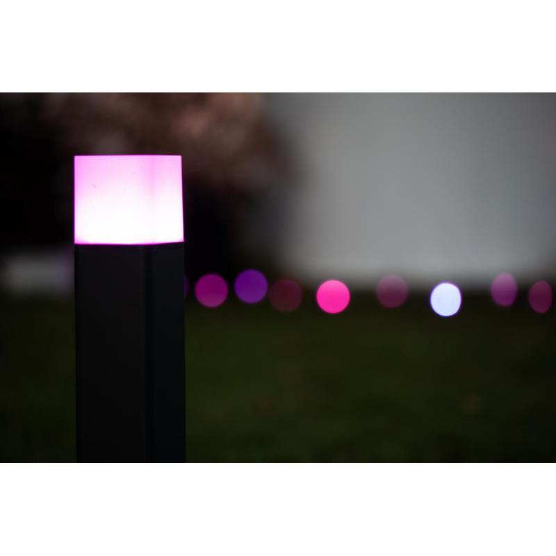 Stalp LED RGB pentru exterior Ledvance SMART+ Wifi Cube Post, 10W, 500 lm, lumina alba si color (3000K), IP44/IK03, 500x120mm, aluminiu, Gri inchis