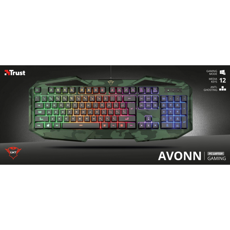 Tastatura Trust GXT 830-RW-C Avonn, Gaming, camo