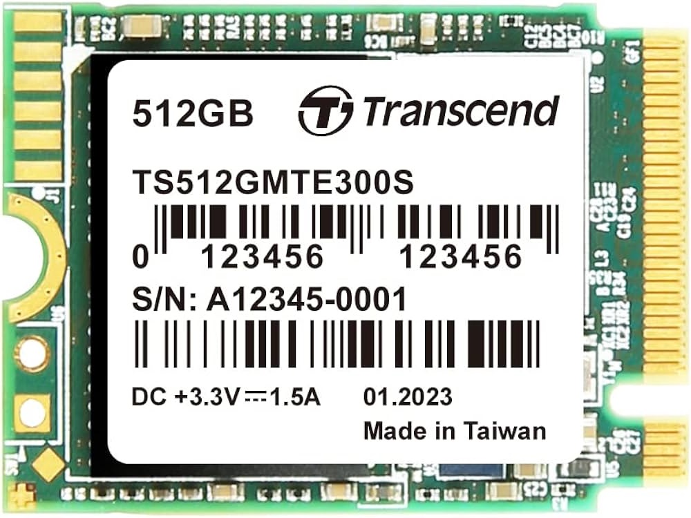 Transcend 512GB, M.2 2230,PCIe Gen3x4, NVMe, 3D TLC, DRAM-less, EAN: 760557861201