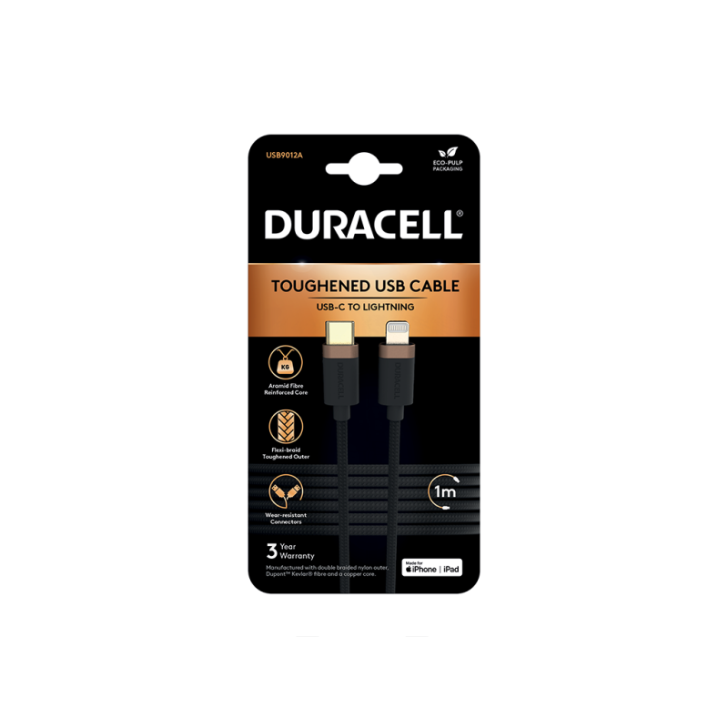 Cablu Duracell USB-C to Lightning C94 1mBlack 