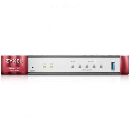 Zyxel USGFLEX100 Security Gateway V2 bundle, 10/100/1000 Mbps RJ-45 ports, 4 x LAN/DMZ 1 x WAN,1x USB 3.0, 900Mbps, 12V DC, 2A max, VPN IKEv2, IPSec, SSL, L2TP/IPSec.