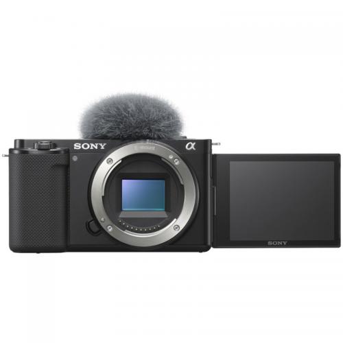 Body Aparat foto SONY Alpha ZV-E10 Mirrorless dedicat pentru Vlogging, 24 MP, ISO 100-32.000 (Extins: 50-51.200), 1/4000s, 4K @30, S D/SDXC/SDHC, Rafala 11 cps, Wi-Fi, Senzor APS-C, Montura Sony E